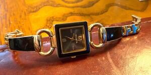 Women's 25mm Gold Tone Valletta Watch, Black Accents